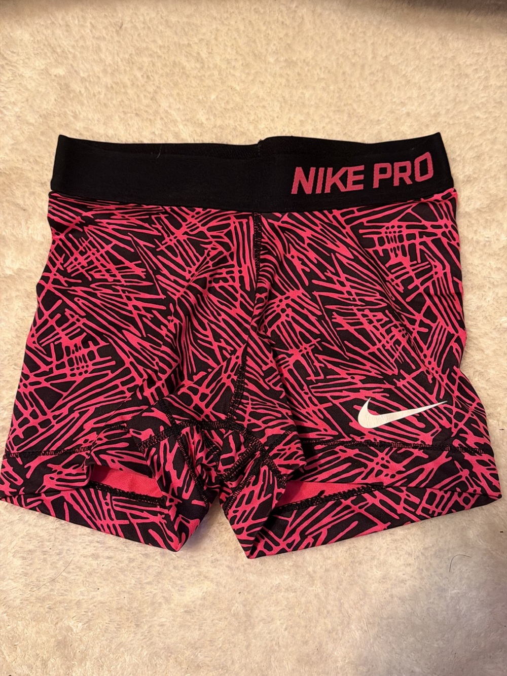 Women’s Pink Graphic Nike Pros Athletic Shorts